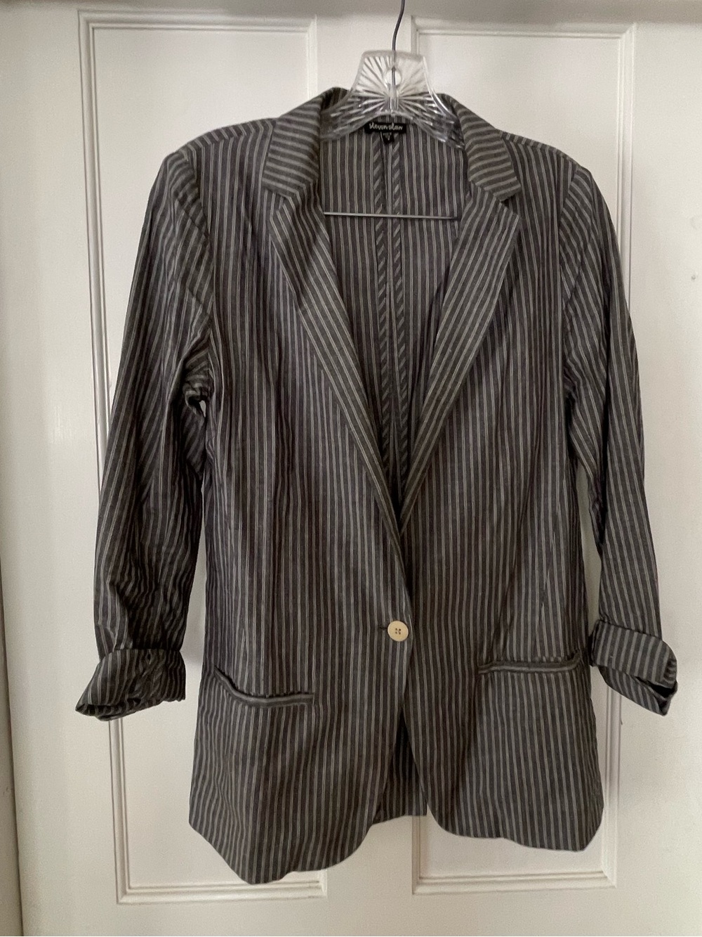 Steven Alan Grey Pinstripe Single-Button Blazer